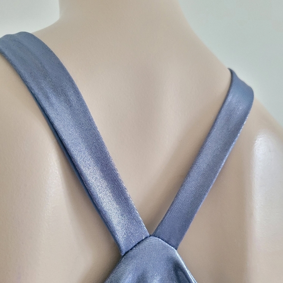 Halston Heritage | Sleeveless High-Neck Metallic Jersey Gown - Picture 12 of 16